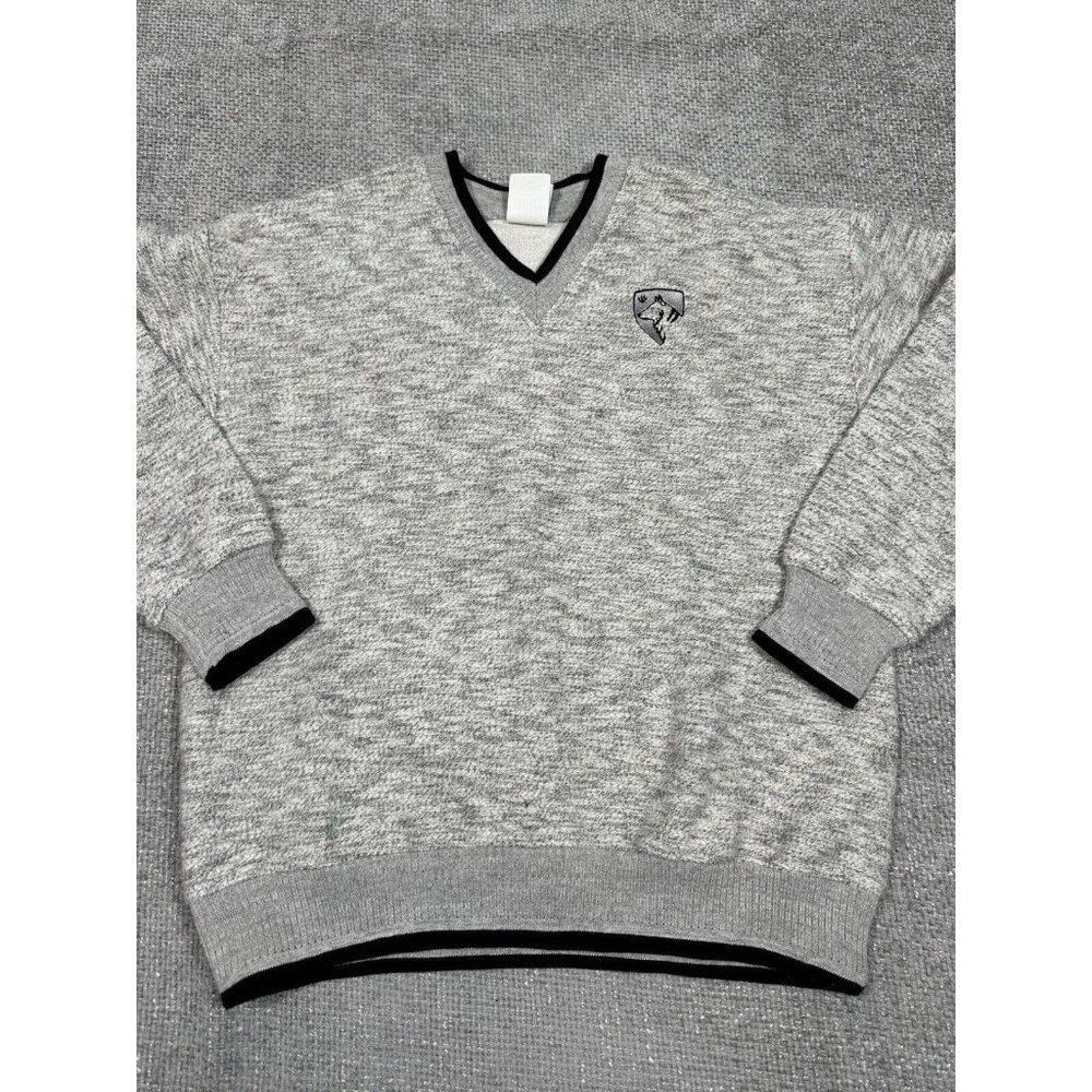 Art Unlimited Sweater shirt Mens Large Gray Aztec Nub Wolf Sweatshirt V Neck‎ - Picture 5 of 13